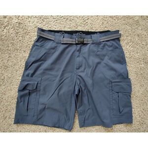 Eddie Bauer Belted Cargo Shorts Men's 40 Blue Flat‎ Front Nylon Blend Outdoors